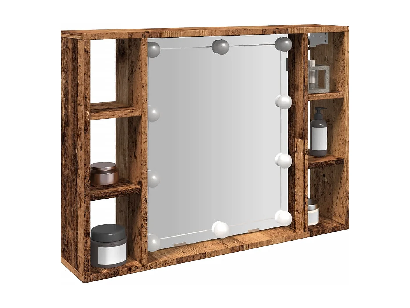 Armoire à miroir et LED vieux bois 76x15x55cm bois d'ingénierie