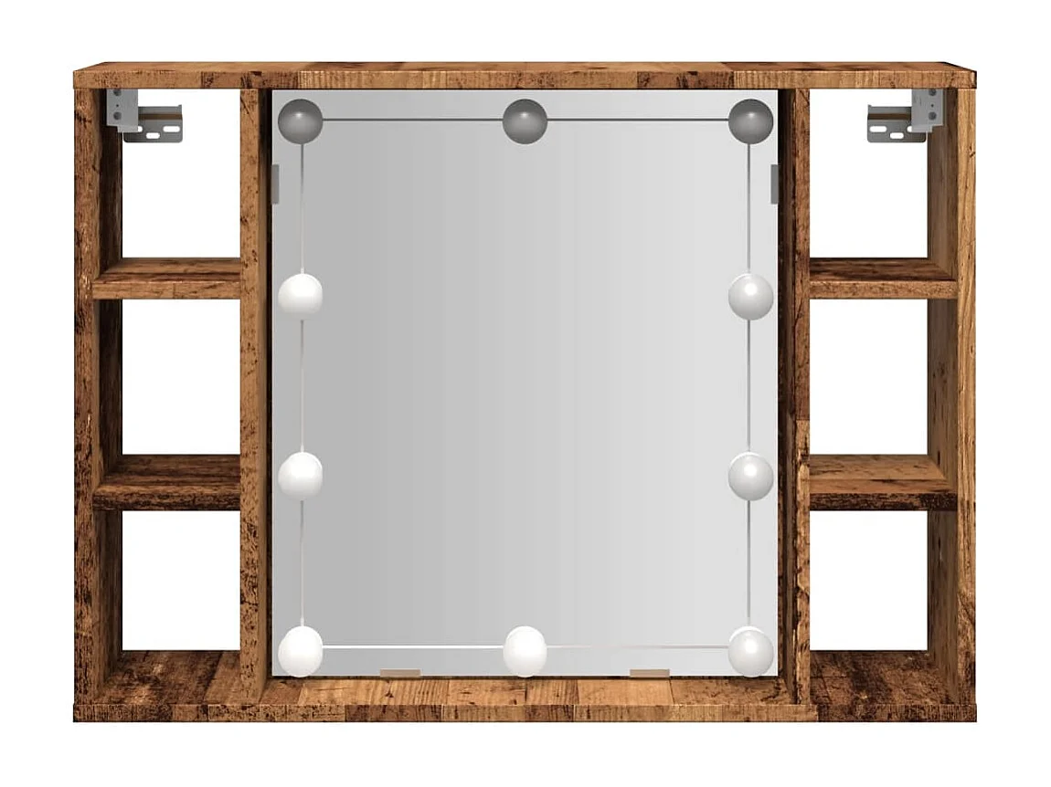 Armoire à miroir et LED vieux bois 76x15x55cm bois d'ingénierie