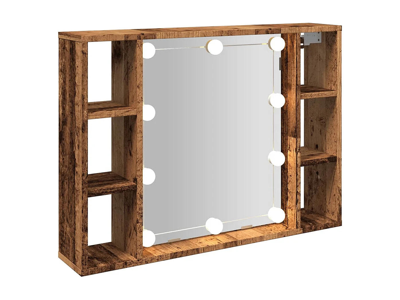 Armoire à miroir et LED vieux bois 76x15x55cm bois d'ingénierie