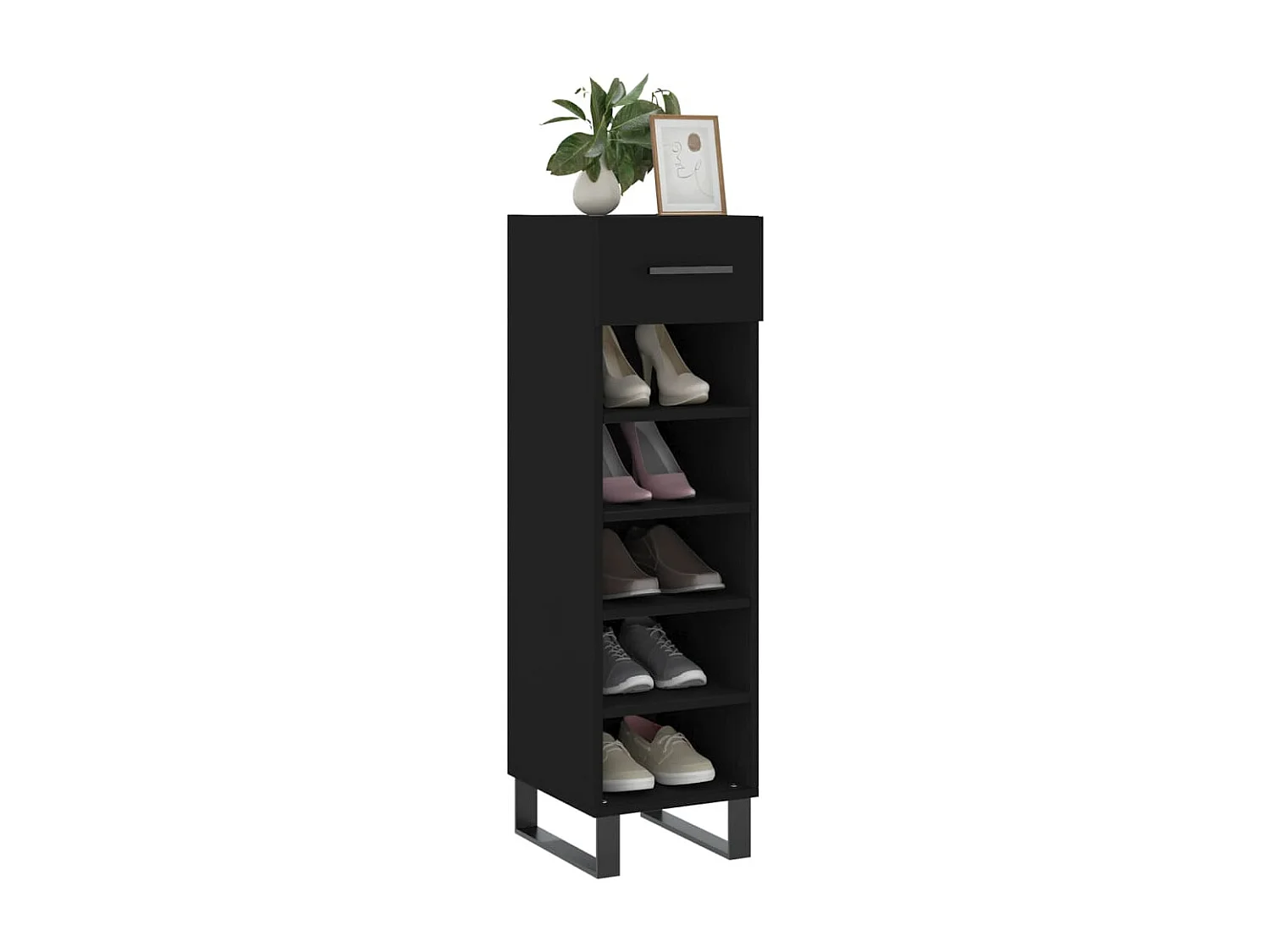 Armoire à chaussures noir 30x35x105 cm bois d'ingénierie