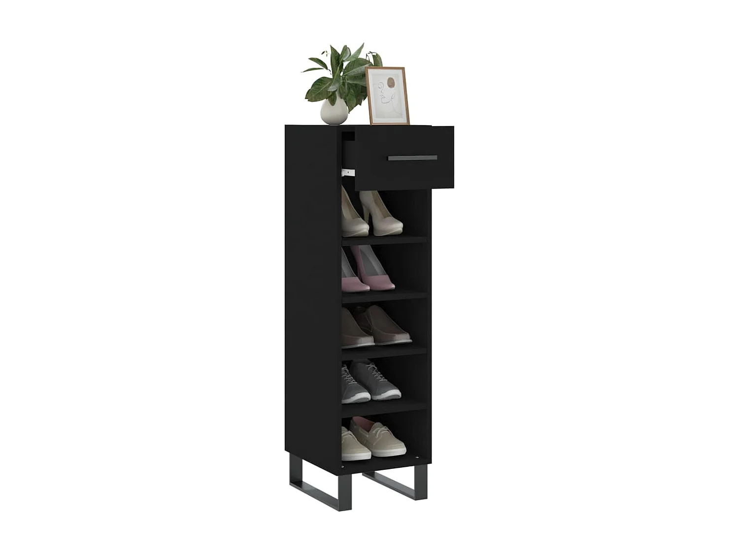 Armoire à chaussures noir 30x35x105 cm bois d'ingénierie