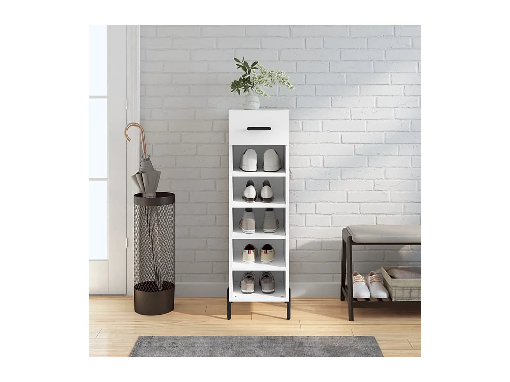 Armoire à chaussures blanc 30x35x105 cm bois d'ingénierie