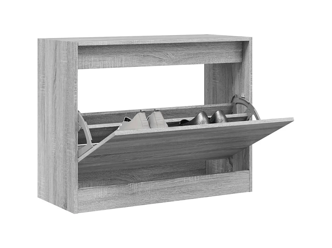 Sonoma grauer Schuhschrank 80x34x63 cm aus Holzwerkstoff