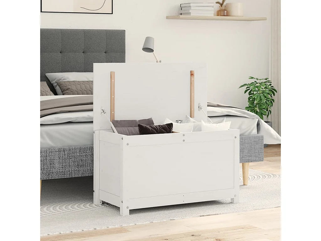 Caja de almacenamiento Blanco 80x40x45,5 cm Madera maciza de pino