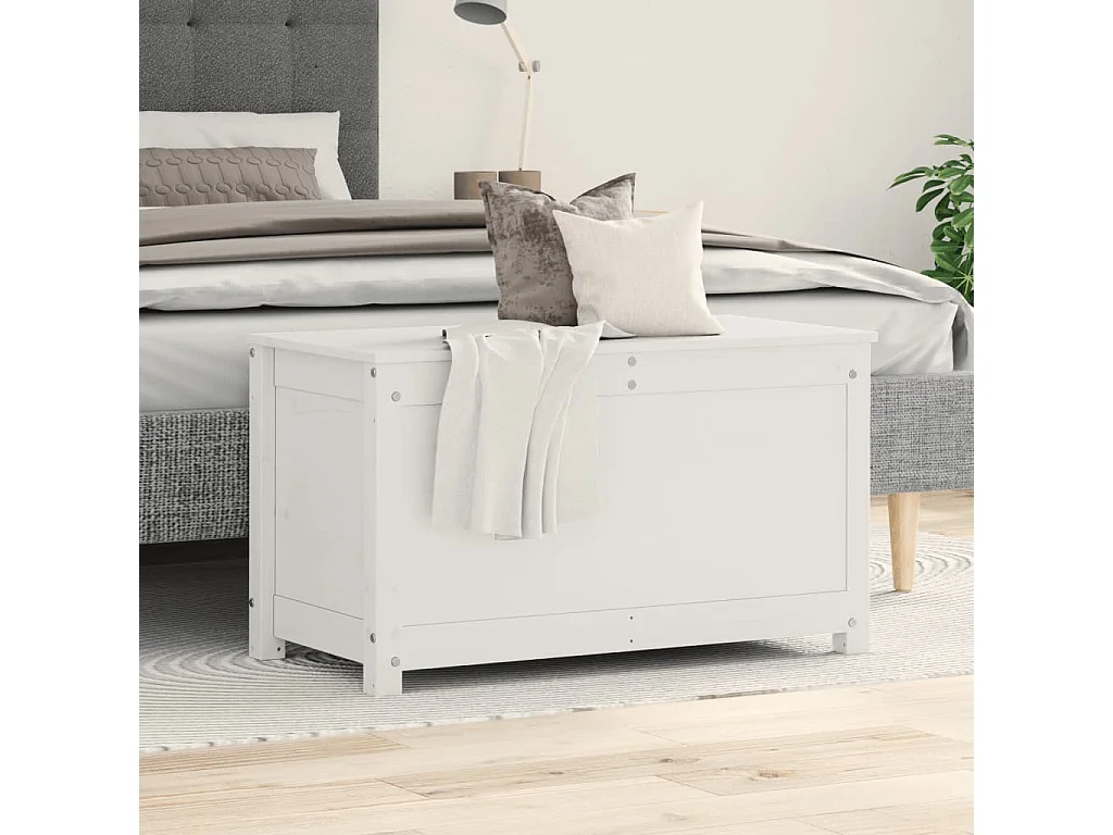 Caixa de armazenamento Branco 80x40x45,5 cm Madeira maciça de pinho