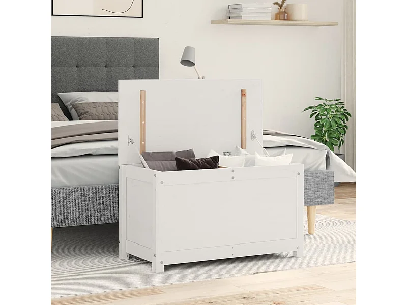 Boîte de rangement Blanc 80x40x45,5 cm Bois massif de pin