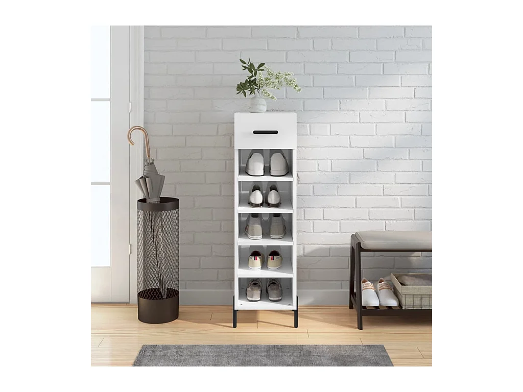 Scarpiera Bianco lucido 30x35x105 cm MDF
