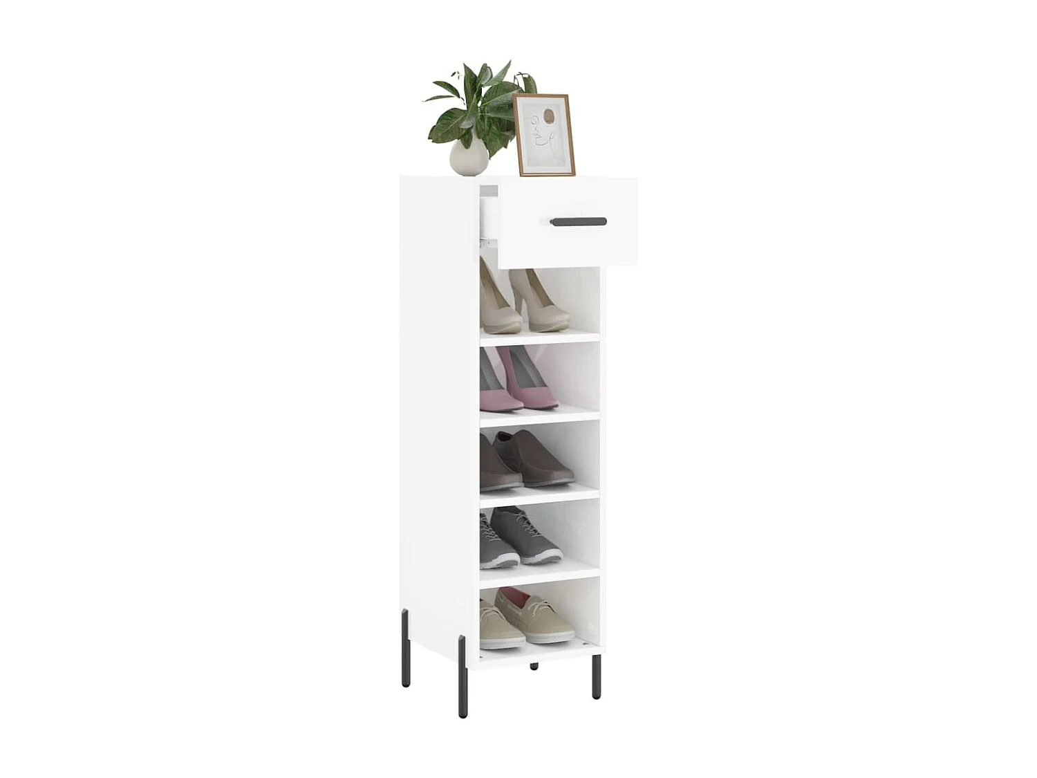 Armoire à chaussure Blanc brillant 30x35x105 cm Bois ingénierie