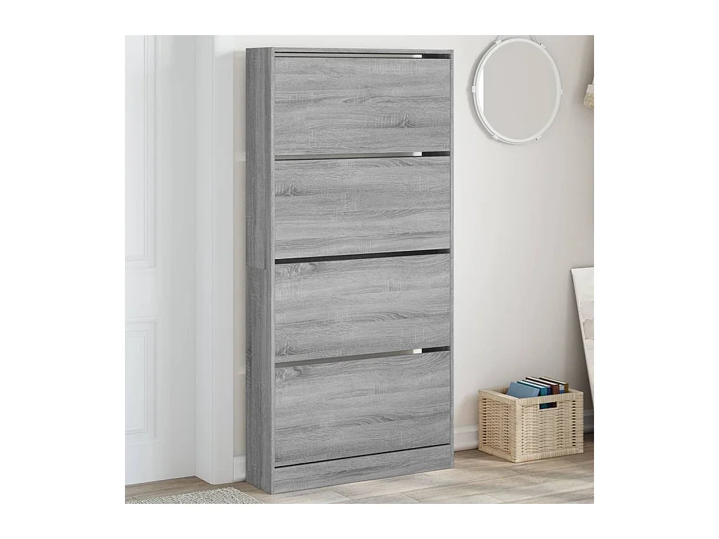 Sonoma Grey Schuhschrank mit 4 klappbaren Schubladen