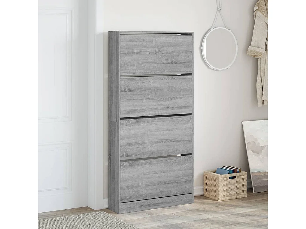 Armoire à chaussures 4 tiroirs rabattables sonoma gris