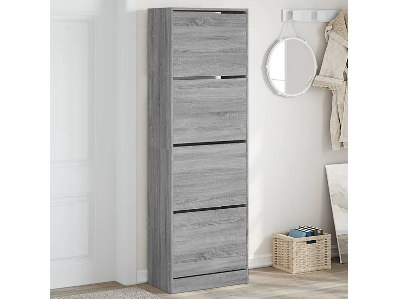 Armoire à chaussures 4 tiroirs rabattables sonoma gris