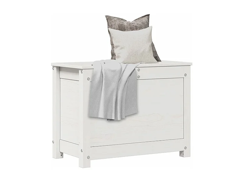 Boîte de rangement Blanc 60x32x45,5 cm Bois massif de pin