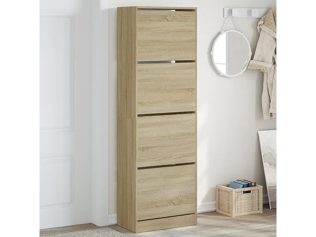 Armoire à chaussures 4 tiroirs rabattables chêne sonoma