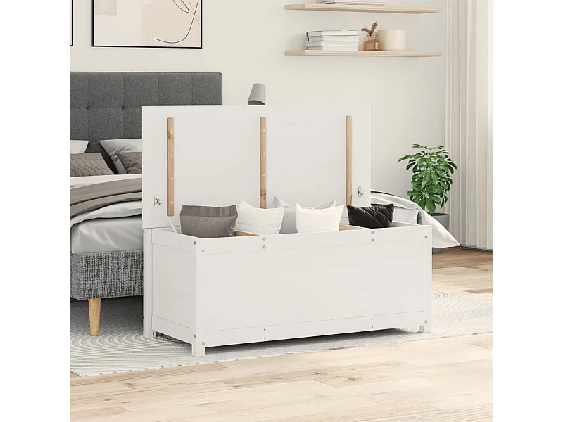 Caja de almacenamiento Blanco 110x50x45,5 cm Madera maciza de pino