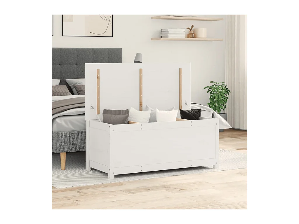 Boîte de rangement Blanc 110x50x45,5 cm Bois massif de pin