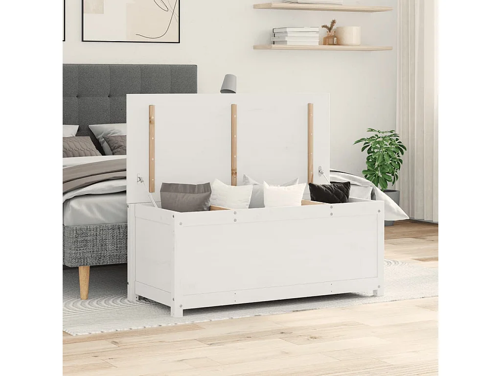 Opbergdoos Wit 110x50x45,5 cm Massief grenenhout