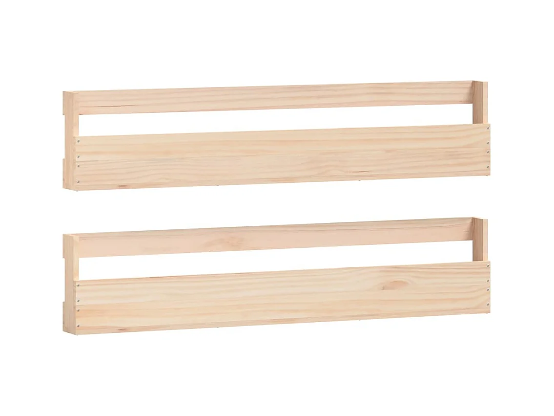 Étagères à chaussures murales 2 pcs 110x9x23 cm Pin massif