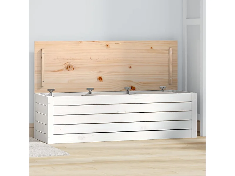 Aufbewahrungsbox Weiß 109x36,5x33 cm Massives Kiefernholz