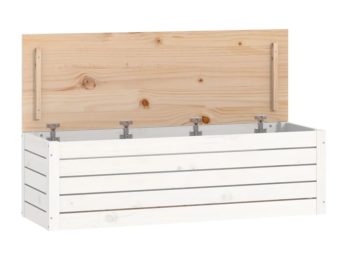 Boîte de rangement Blanc 109x36,5x33 cm Bois massif de pin