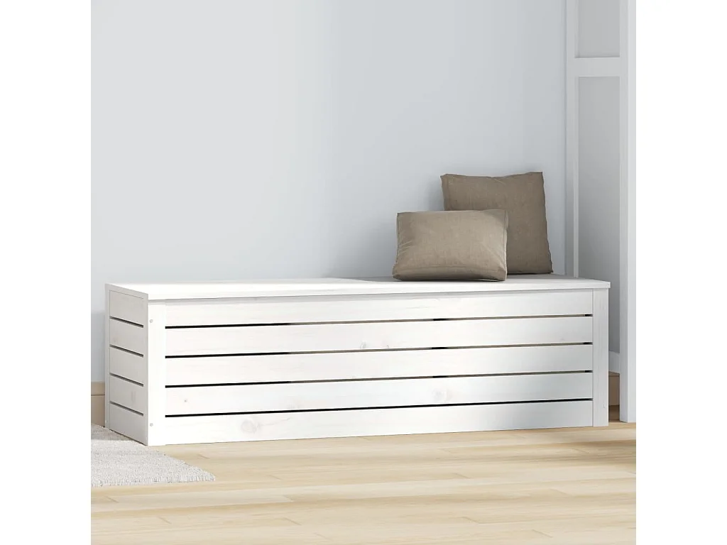 Boîte de rangement Blanc 109x36,5x33 cm Bois massif de pin
