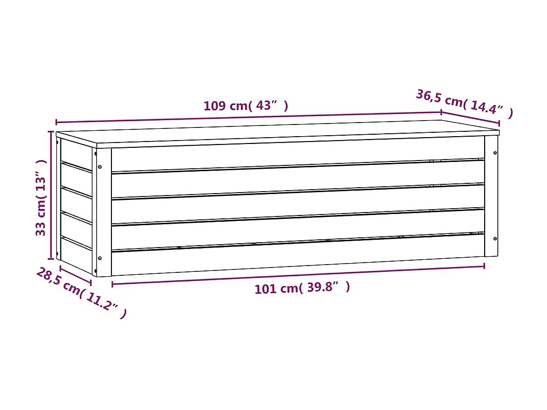 Boîte de rangement Blanc 109x36,5x33 cm Bois massif de pin