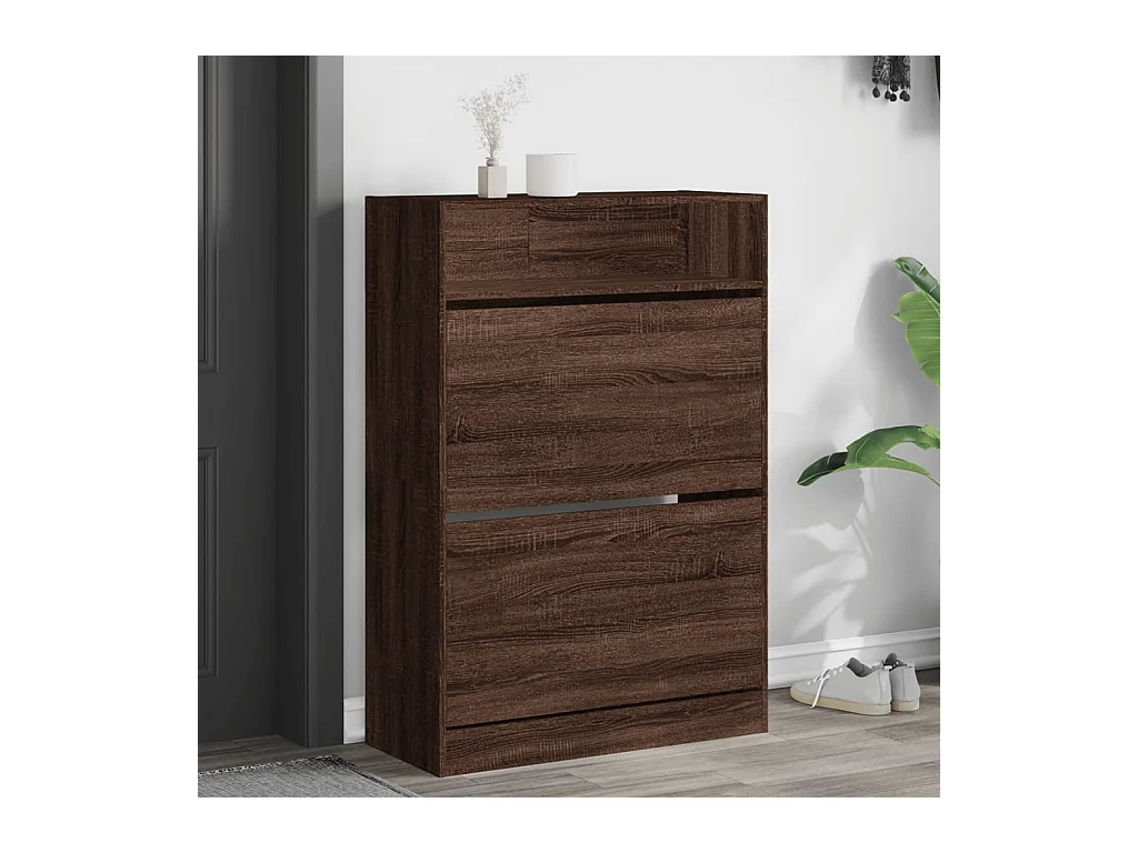 Armoire à chaussures 2 tiroirs rabattables chêne marron