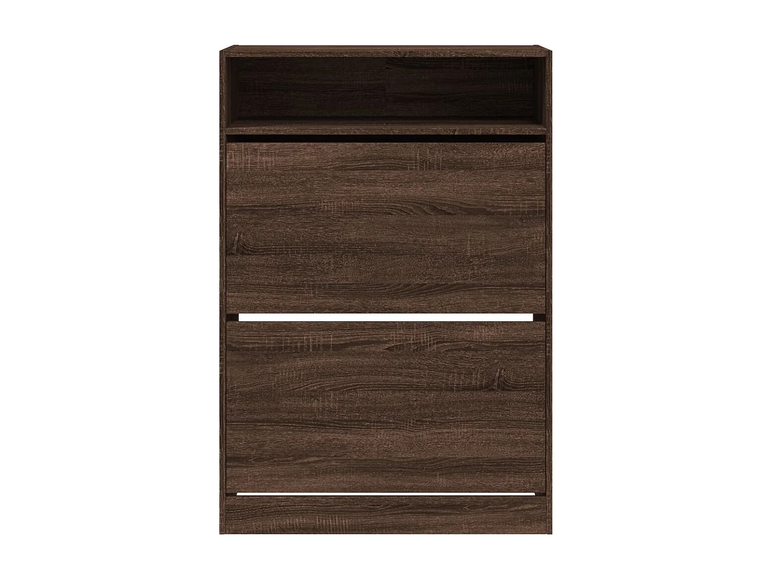 Schuhschrank mit 2 Klappschubladen, braune Eiche