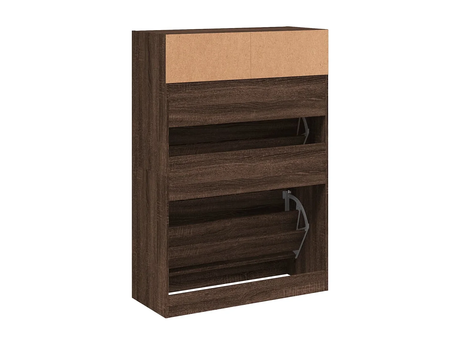 Schuhschrank mit 2 Klappschubladen, braune Eiche