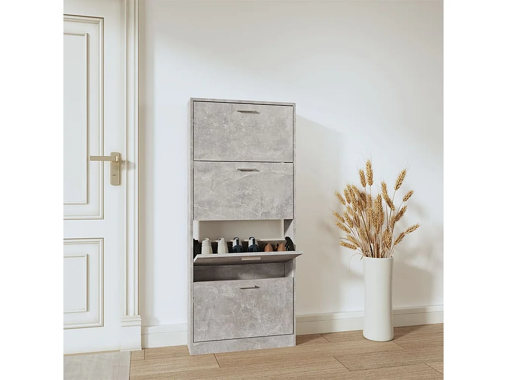 Armoire à chaussures Gris béton 59x17x150 cm Bois d'ingénierie