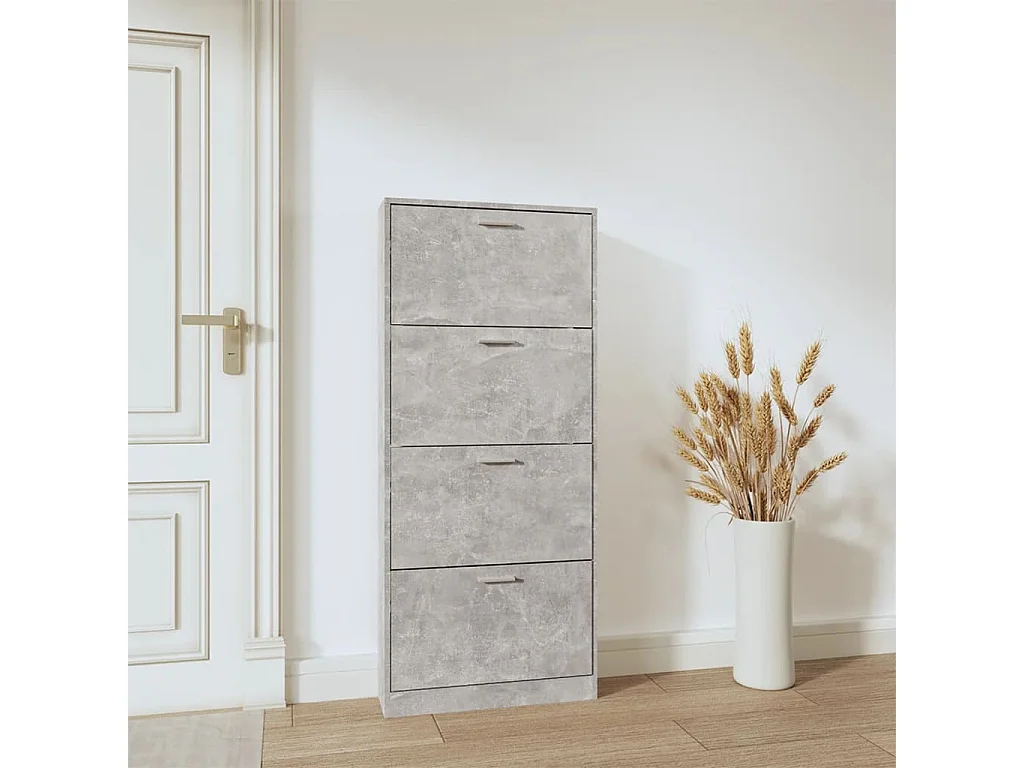 Armoire à chaussures Gris béton 59x17x150 cm Bois d'ingénierie