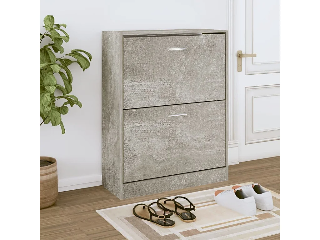 Armoire à chaussures Gris béton 63x24x81 cm Bois d'ingénierie