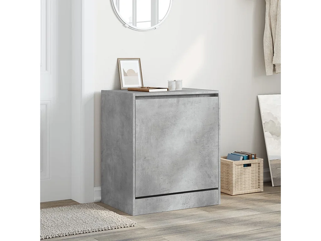 Sapateira cinza concreto 60x42x69 cm madeira projetada