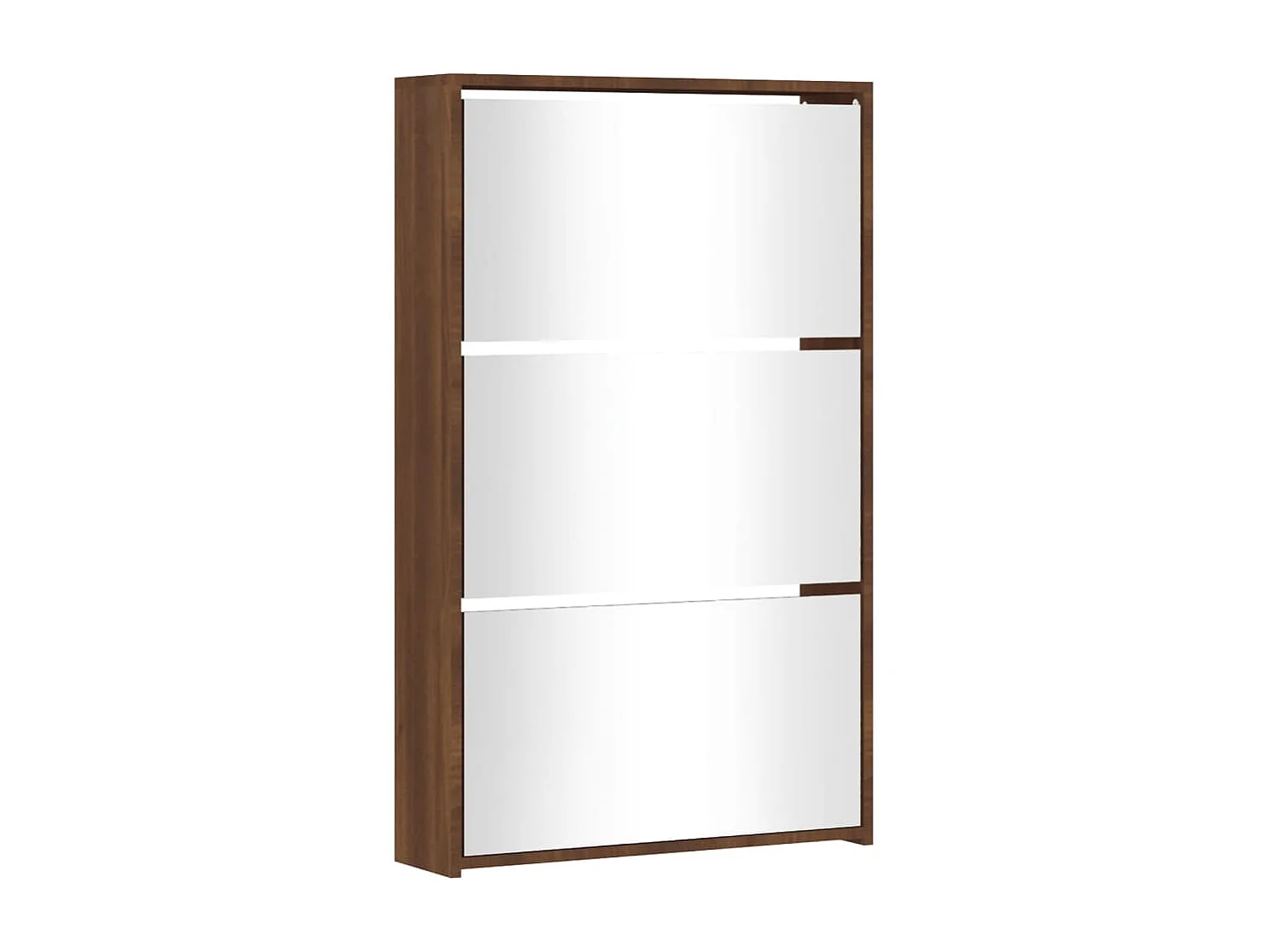 Armoire à chaussures miroir 3niveaux Chêne marron 63x17x102,5cm