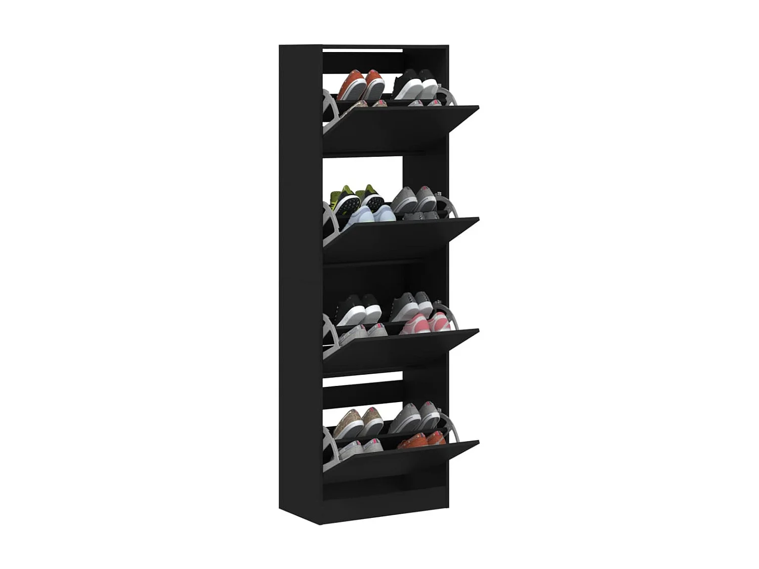 Armoire à chaussures 4 tiroirs rabattables noir 60x34x187,5 cm