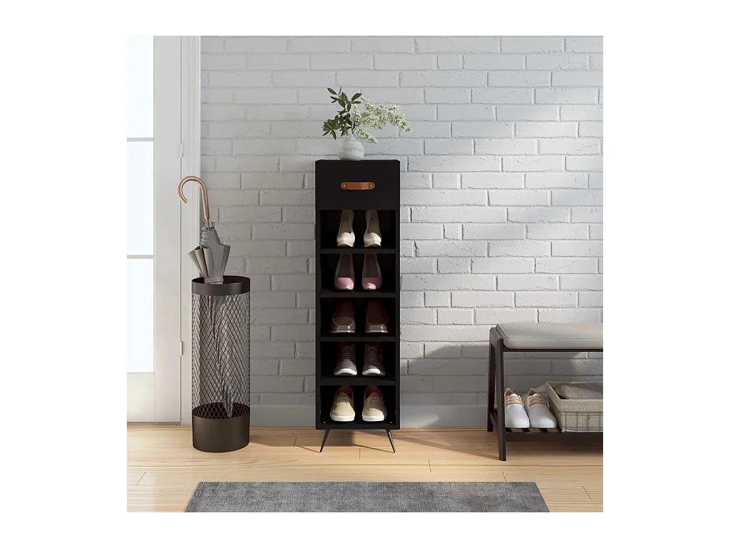 Schuhschrank schwarz 30x35x105 cm Holzwerkstoff