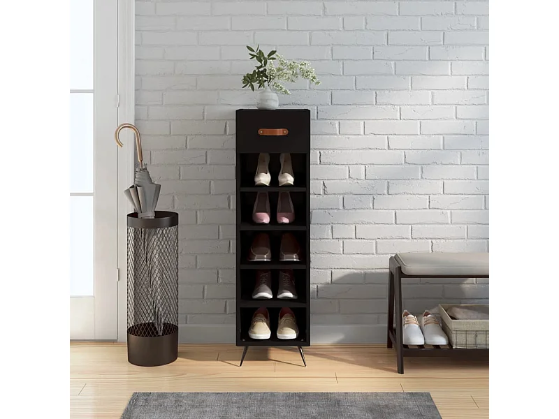 Armoire à chaussures noir 30x35x105 cm bois d'ingénierie