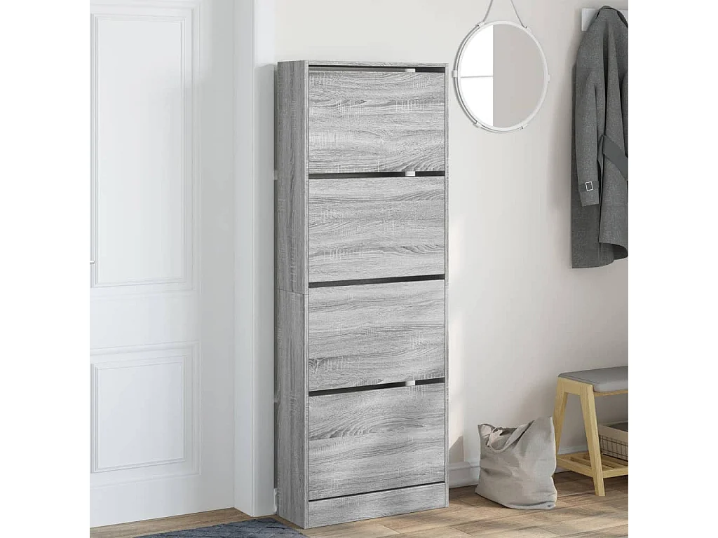 Armoire à chaussures sonoma gris 60x21x163,5 cm bois ingénierie