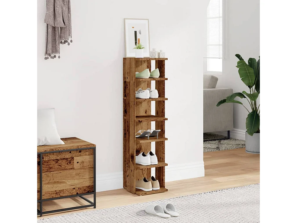 Armoire à chaussures vieux bois 28x27x102 cm bois d'ingénierie