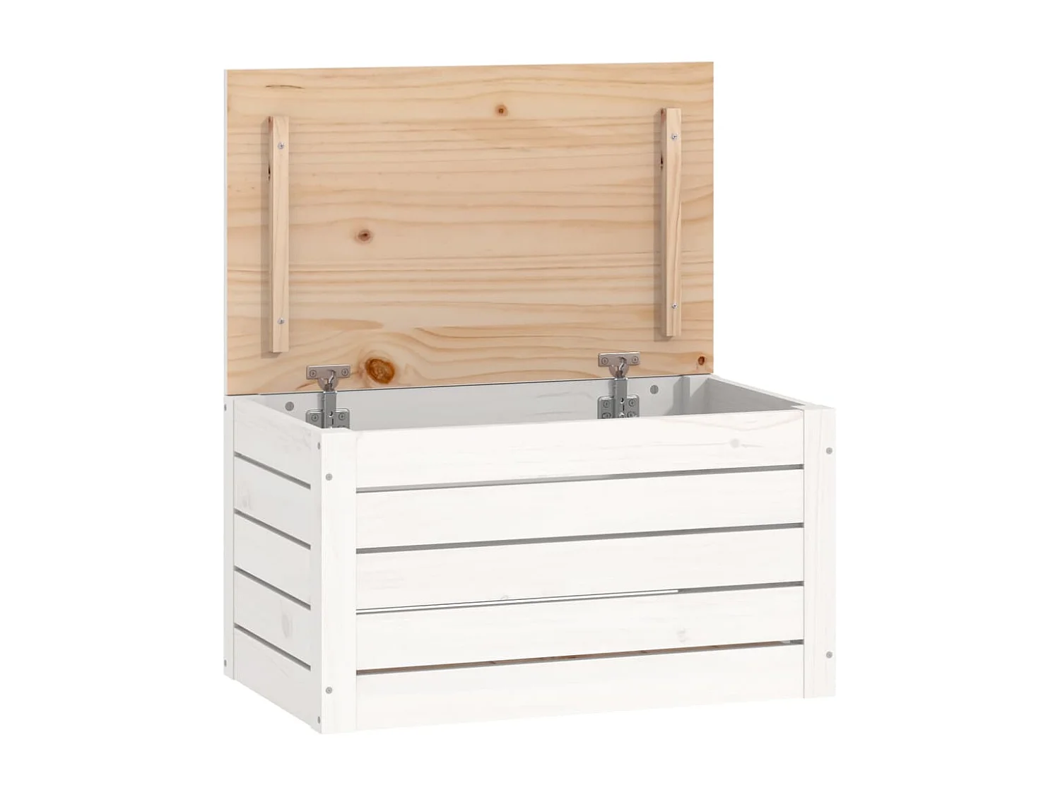 Boîte de rangement Blanc 59,5x36,5x33 cm Bois massif de pin