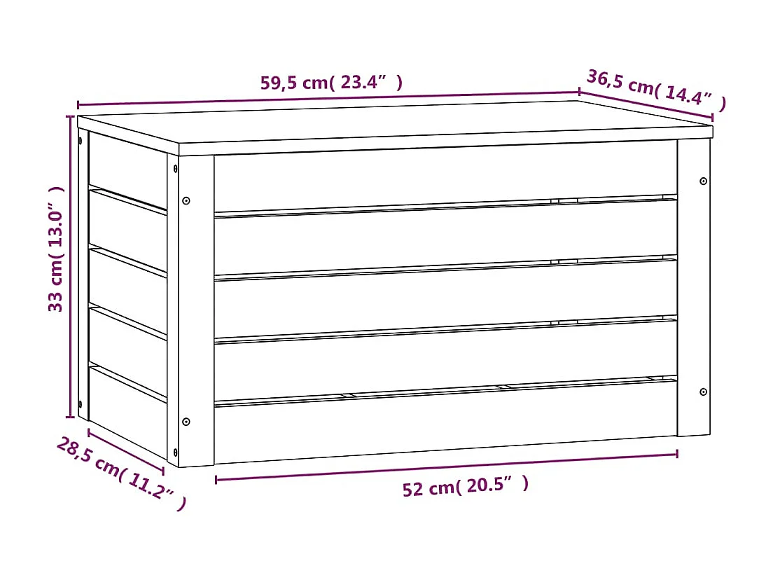 Boîte de rangement Blanc 59,5x36,5x33 cm Bois massif de pin