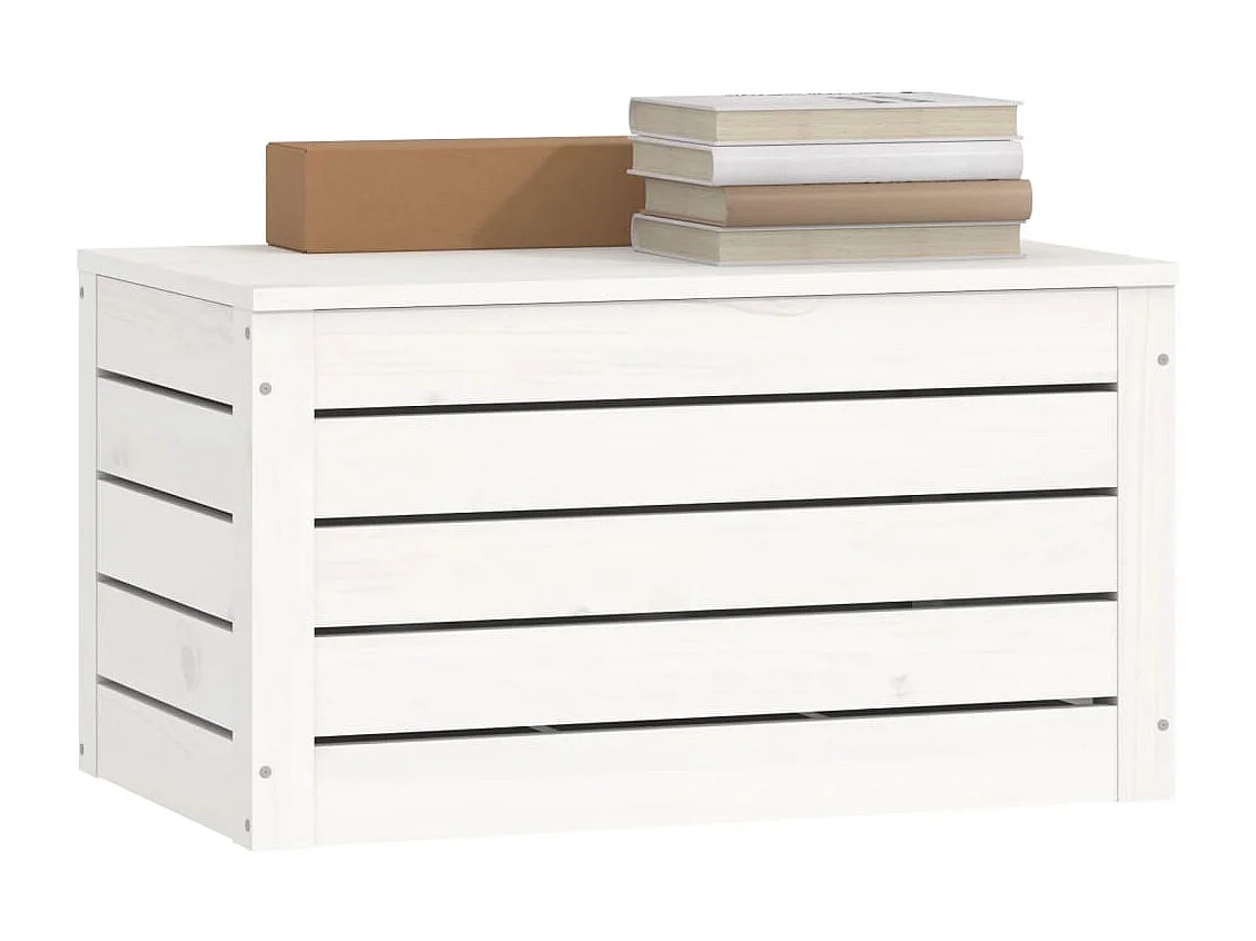 Boîte de rangement Blanc 59,5x36,5x33 cm Bois massif de pin