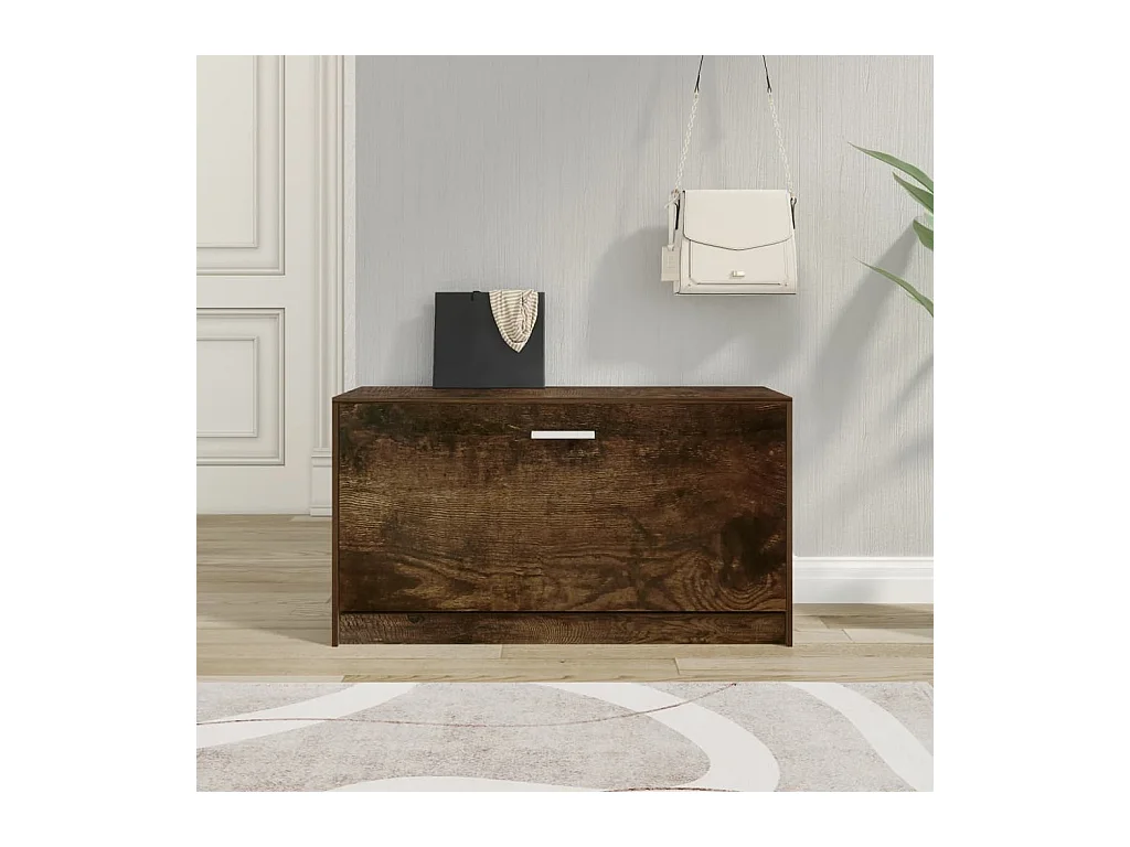 Schoenenbank Gerookt eiken 80x24x45 cm Bewerkt hout