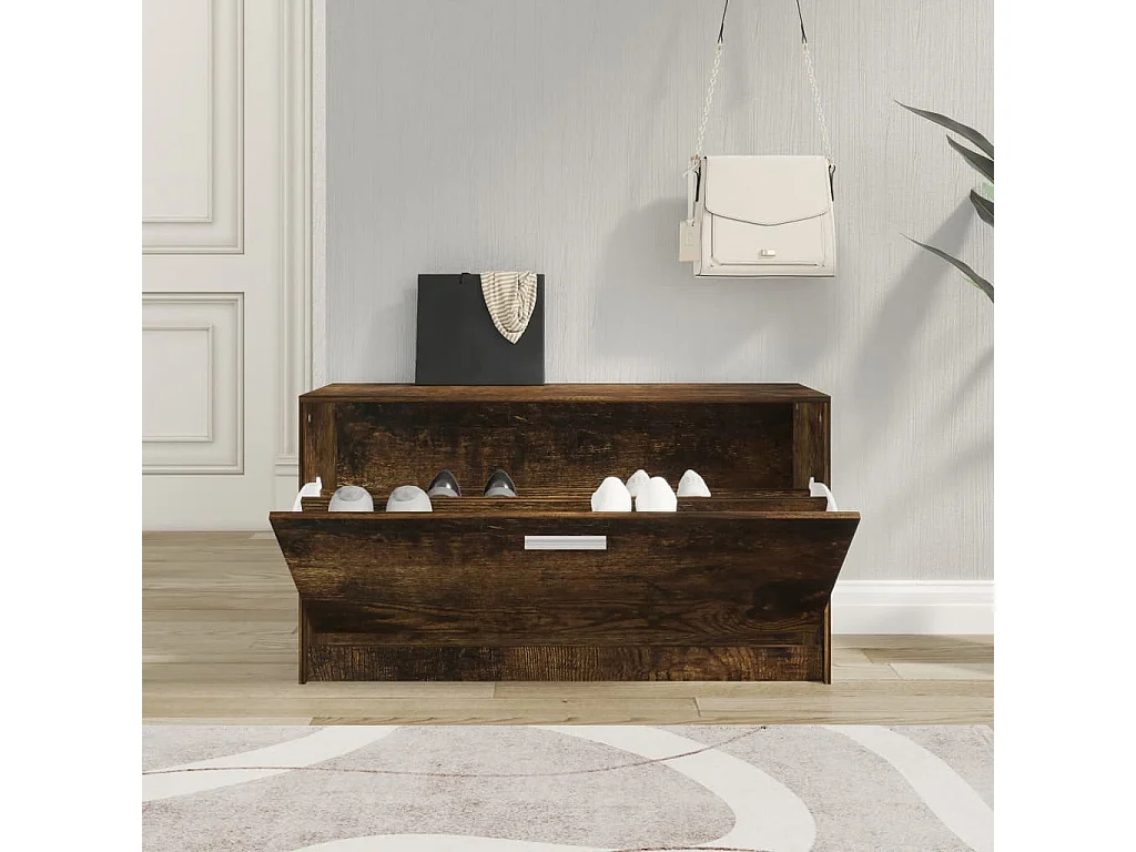 Banco para sapatos Carvalho fumado 80x24x45 cm Madeira derivada