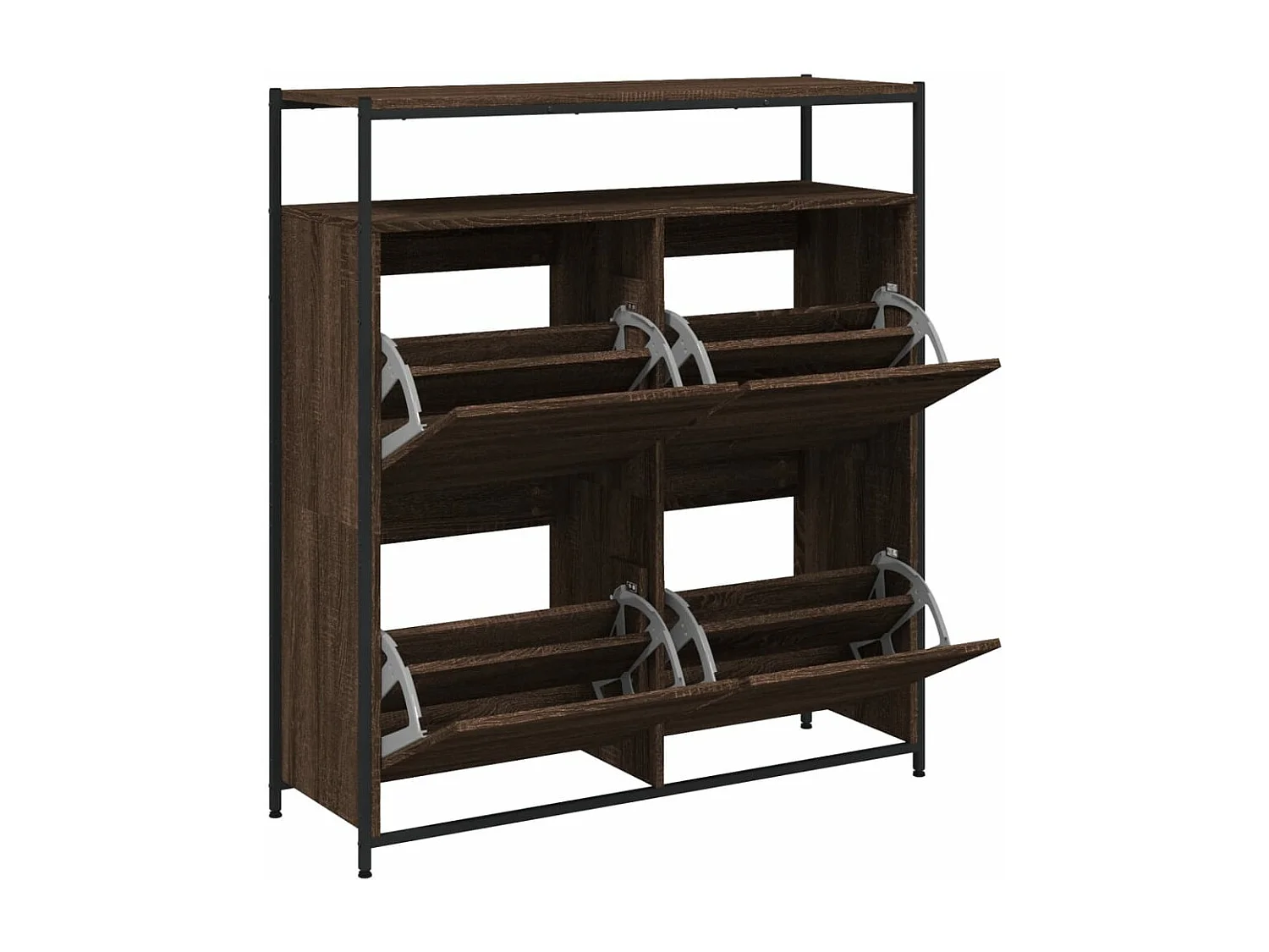 Zapatero con 4 cajones plegables, roble marrón