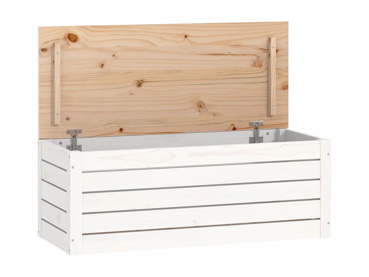 Boîte de rangement Blanc 89x36,5x33 cm Bois massif de pin