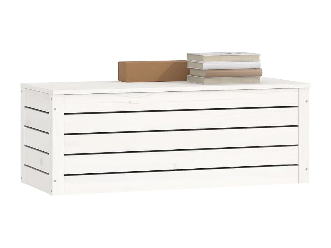 Boîte de rangement Blanc 89x36,5x33 cm Bois massif de pin