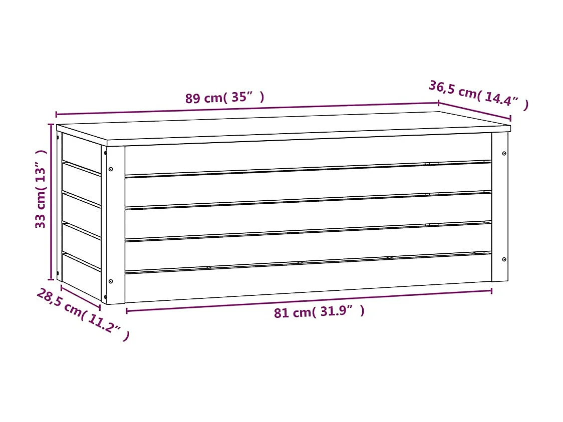Boîte de rangement Blanc 89x36,5x33 cm Bois massif de pin