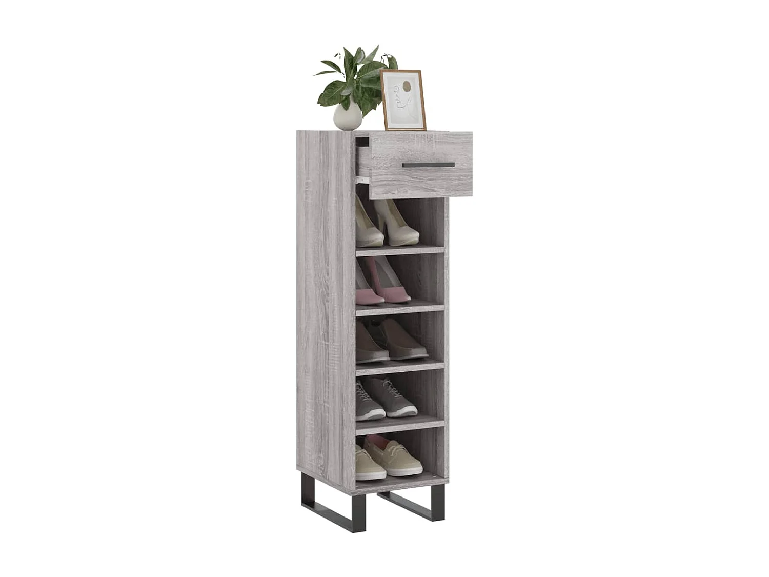 Scarpiera Sonoma grigia 30x35x105 cm in derivati del legno