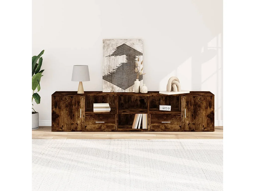 Eckschrank aus geräucherter Eiche, 200 x 40 x 45 cm, Holzwerkstoff