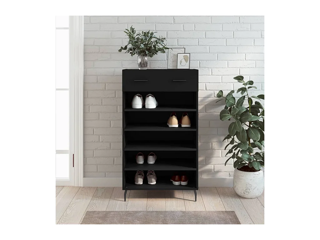 Schoenenkast zwart 60x35x105 cm samengesteld hout